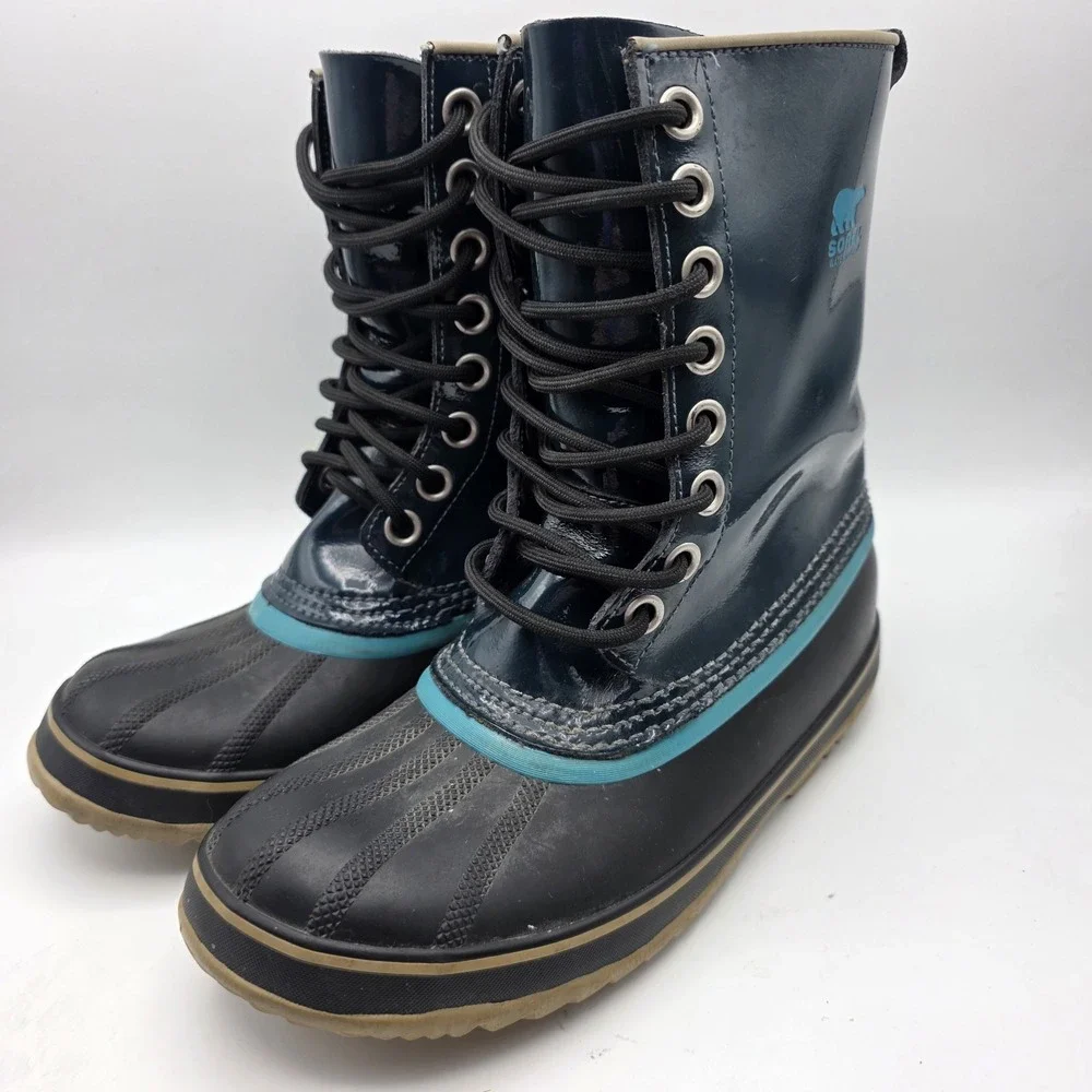 Sorel Aqua Dahlia Duck Boots Women 8 Waterproof Winter Snow Rain‎ Teal Blue